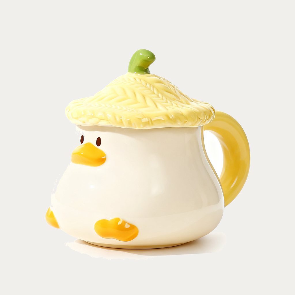 Cartoon Duck Ceramic Mug with Lid