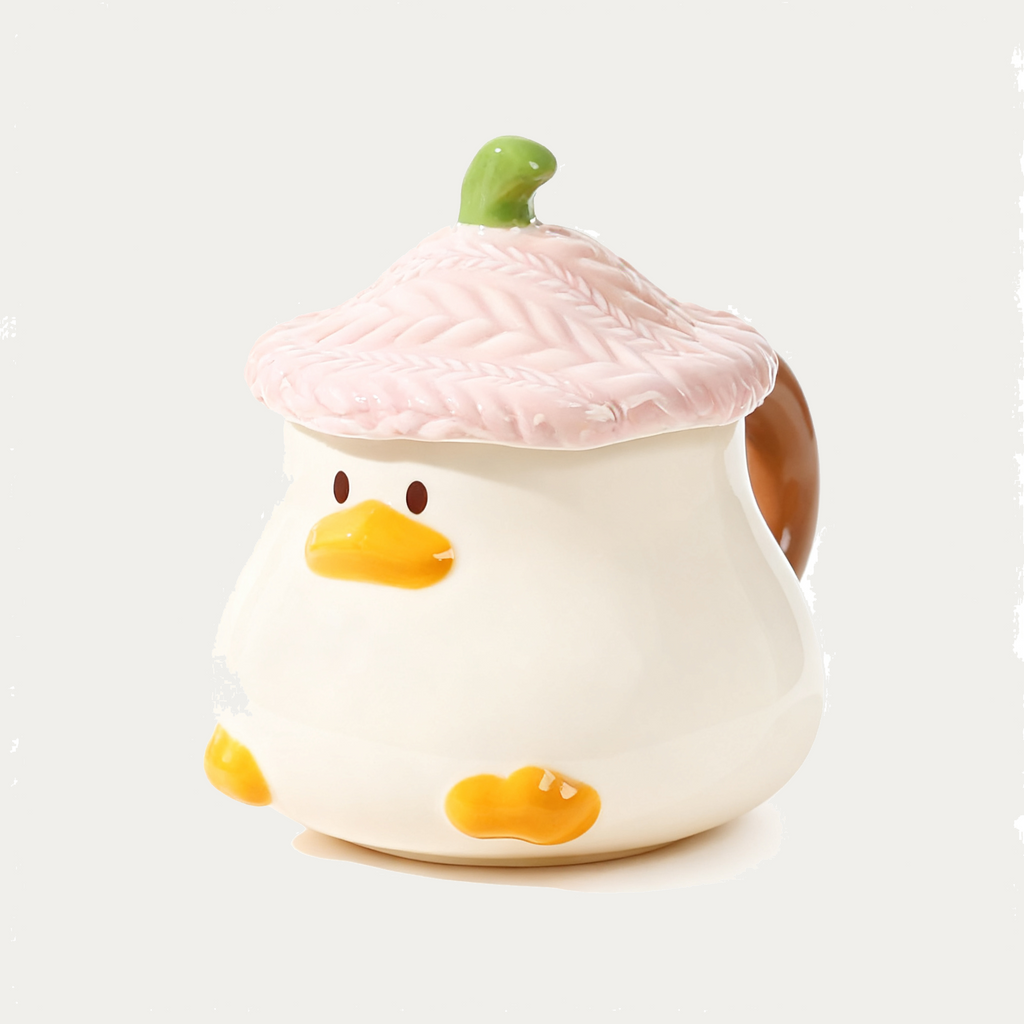 Cartoon Duck Ceramic Mug with Lid