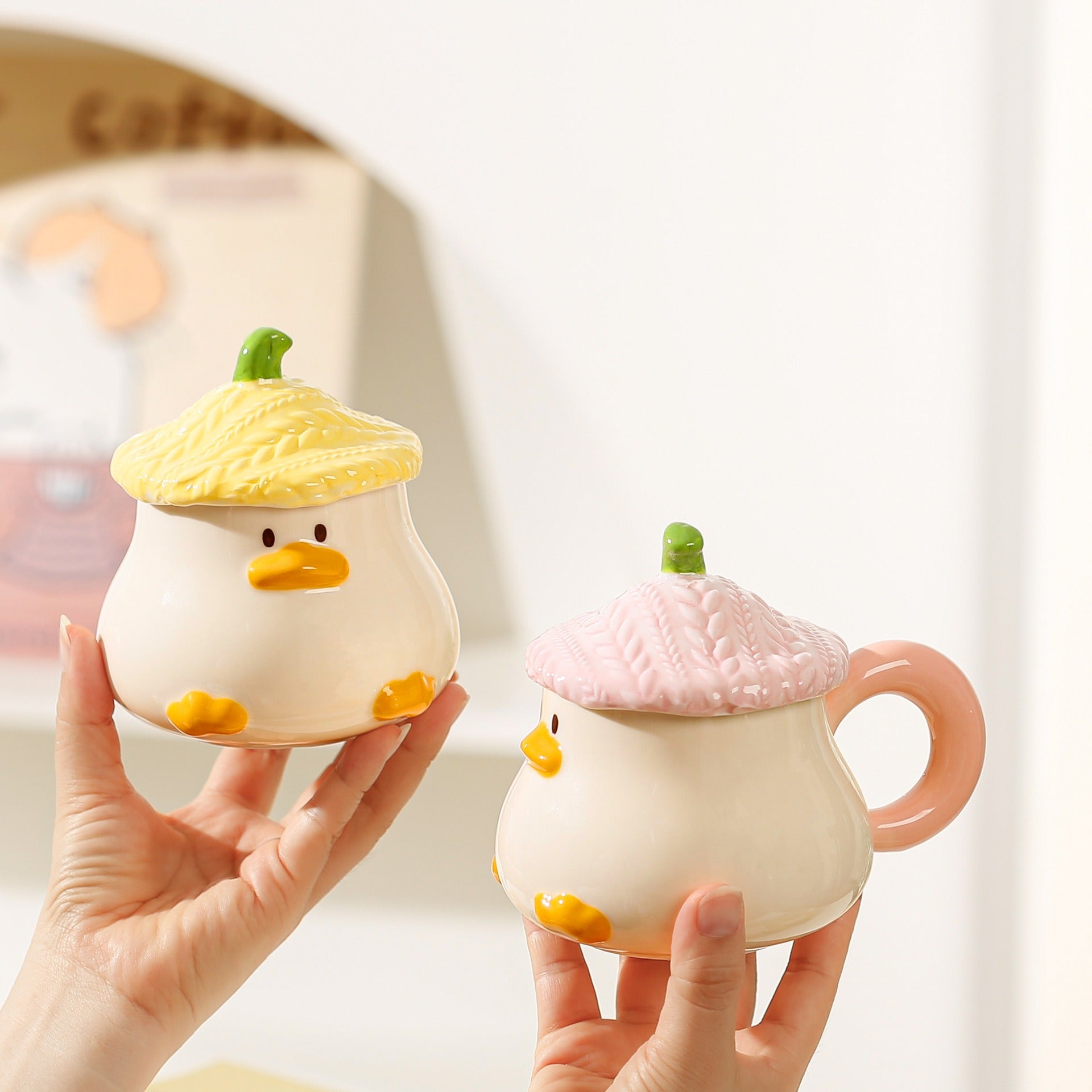 Cartoon Duck Ceramic Mug with Lid