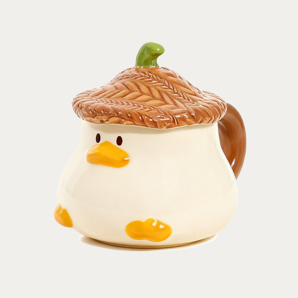Cartoon Duck Ceramic Mug with Lid