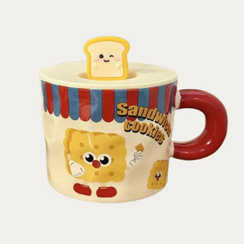 Cute Cartoon Cookie Porcelain Mug with Lid