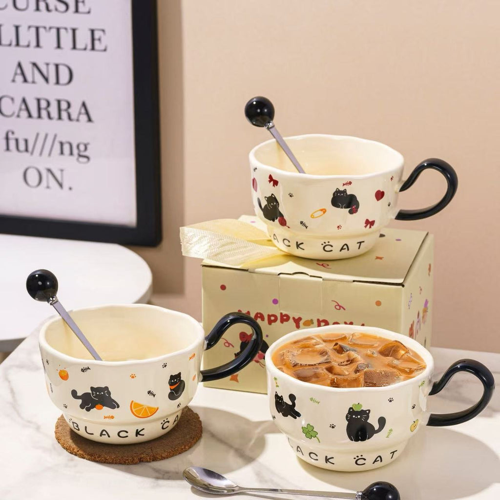 Cute Cat Porcelain Mug with Spoon
