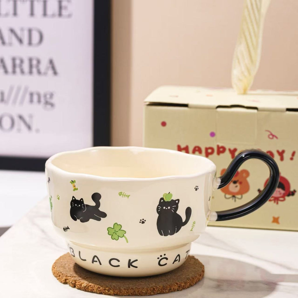 Cute Cat Porcelain Mug with Spoon