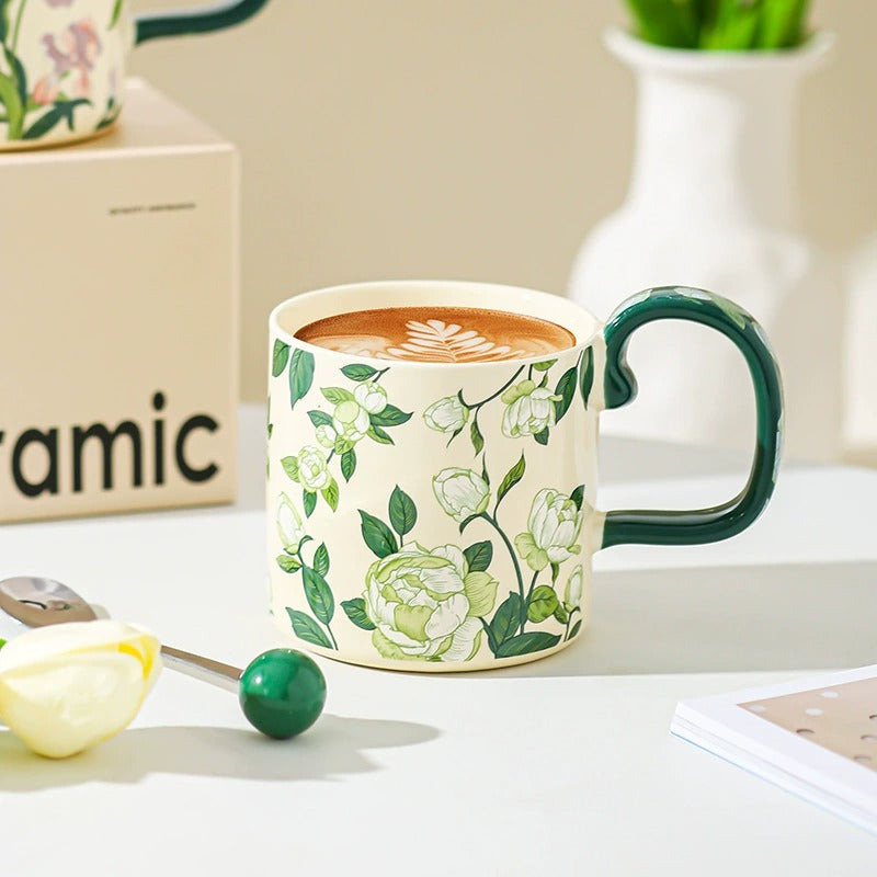 Modern Minimalist Floral Ceramic Mug